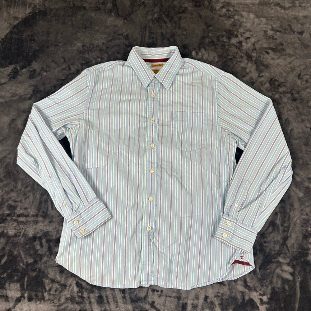 Trailer Button Up Shirt Mens XXL Blue Striped Long Sleeve Vintage Fit Cotton